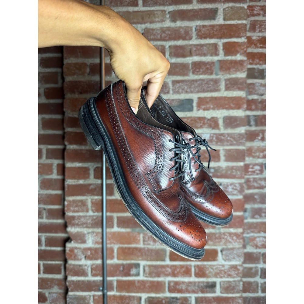 Stafford Gunboat Longwing Bluchers Brown Leather Wingtip Shoes Mens 8.5 D USA